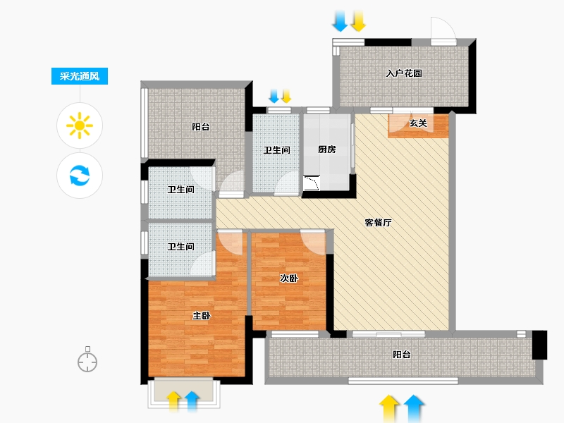 广东省-肇庆市-金凯盛誉城-101.90-户型库-采光通风