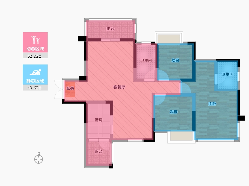 四川省-德阳市-美林康城铂悦府-90.93-户型库-动静分区