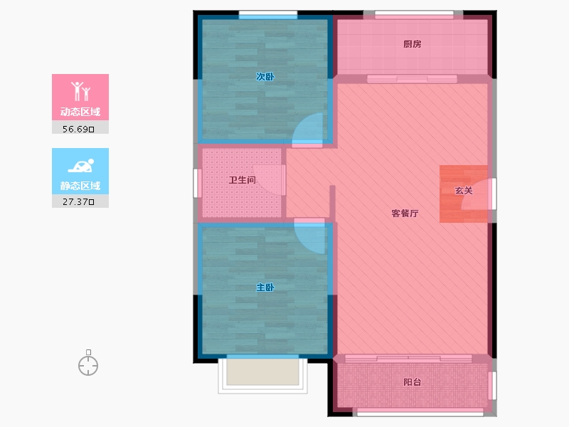 甘肃省-兰州市-经纬印象-73.76-户型库-动静分区