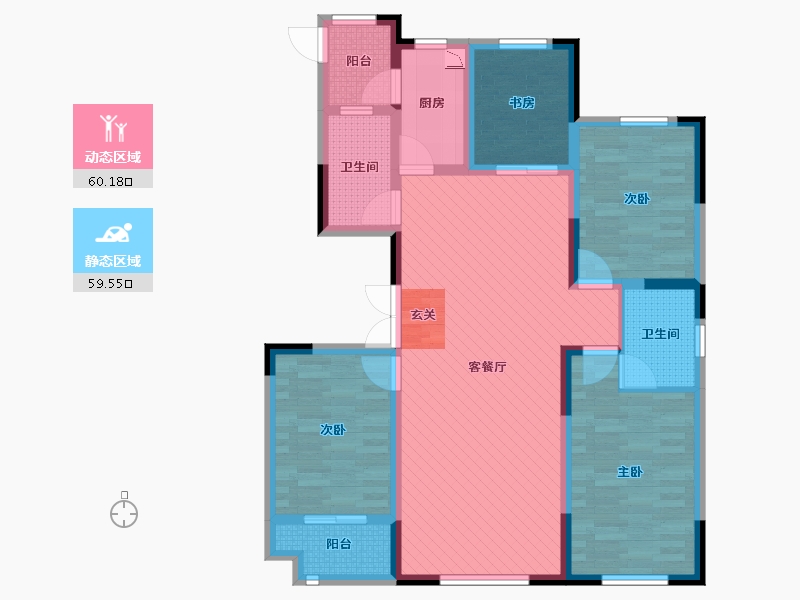 山东省-潍坊市-金隅园-104.60-户型库-动静分区