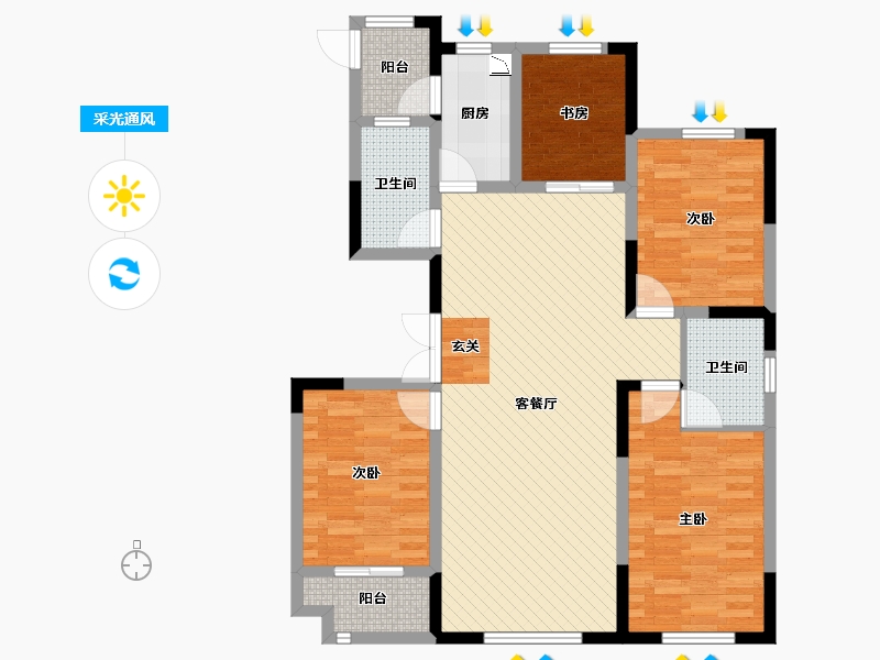 山东省-潍坊市-金隅园-104.60-户型库-采光通风