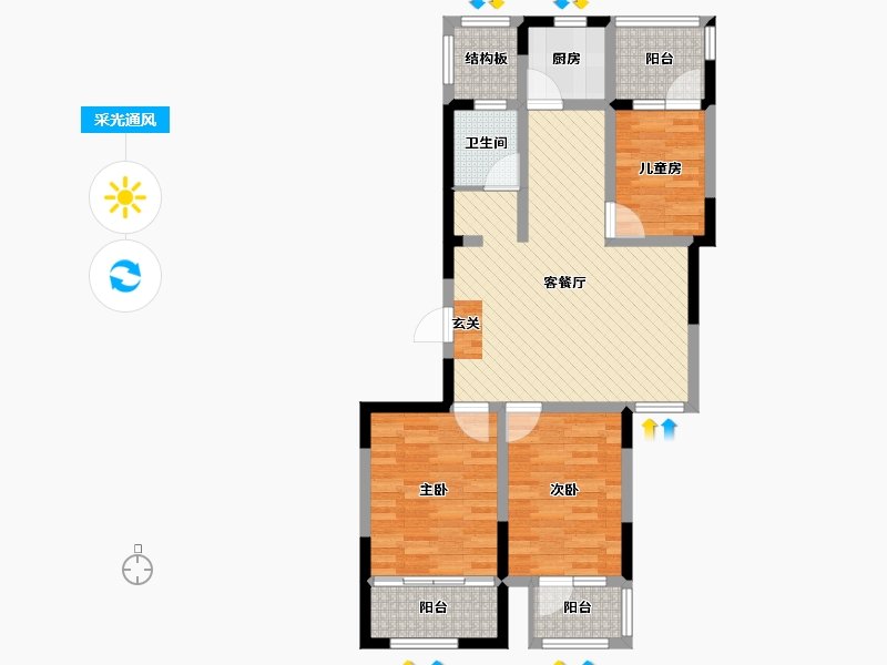 山东省-烟台市-锦和城-78.26-户型库-采光通风