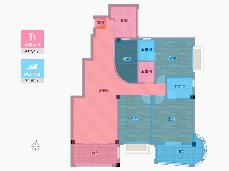 福建省-泉州市-美仙山花苑一期-3幢-126.49-户型库-动静分区