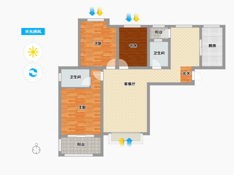 山东省-菏泽市-丰泽家园-106.40-户型库-采光通风