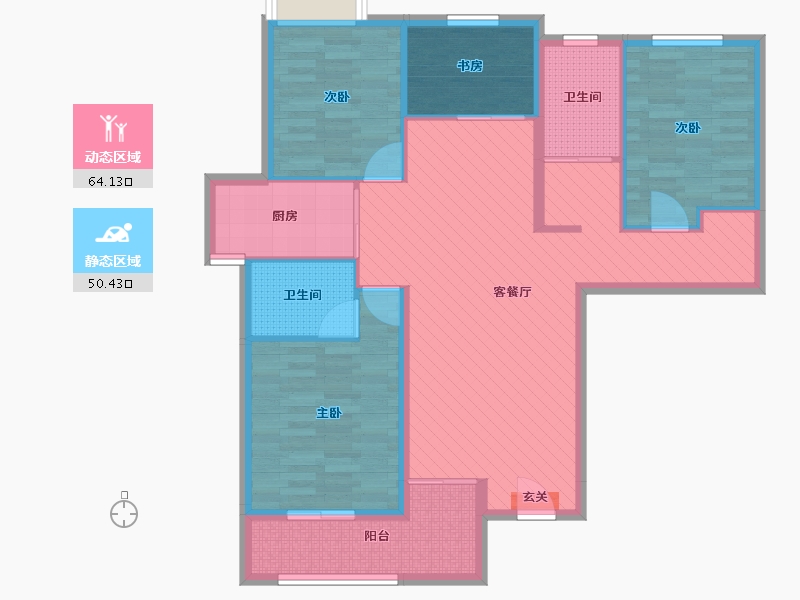 湖北省-武汉市-保利时代-101.76-户型库-动静分区