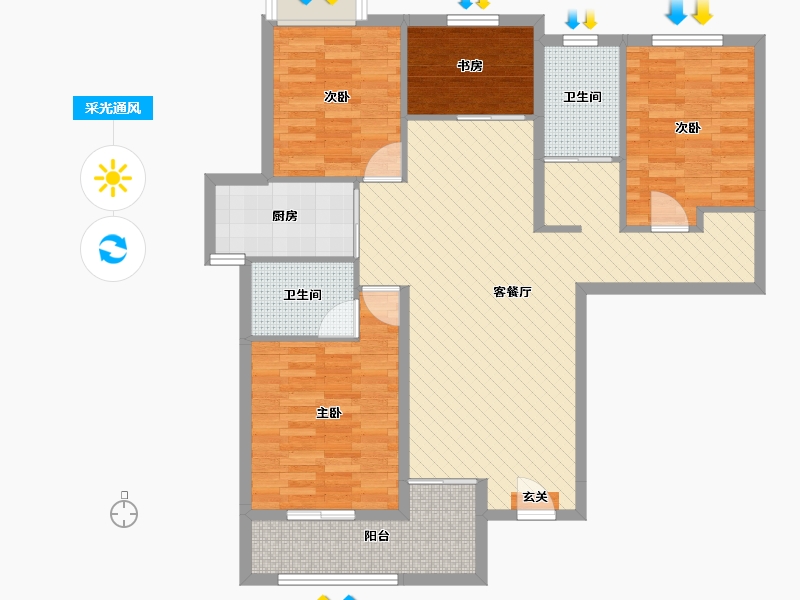 湖北省-武汉市-保利时代-101.76-户型库-采光通风