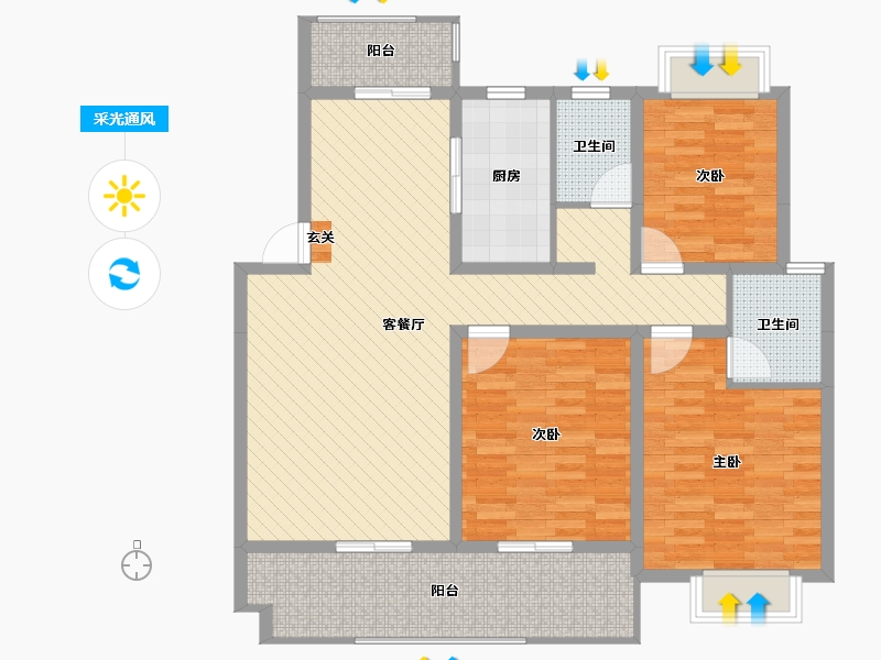 湖南省-郴州市-华申.首府-110.60-户型库-采光通风