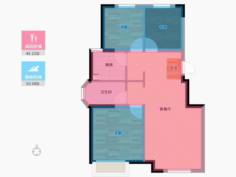 辽宁省-大连市-金地檀境-63.95-户型库-动静分区