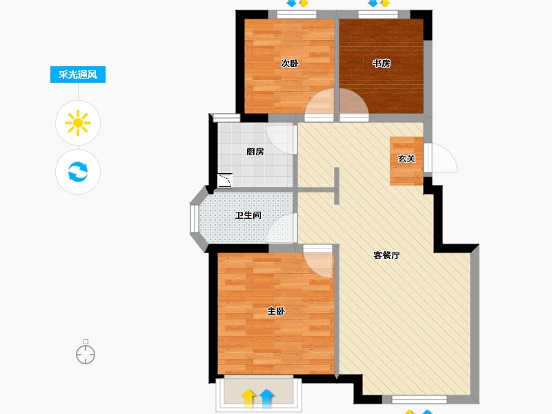 辽宁省-大连市-金地檀境-63.95-户型库-采光通风