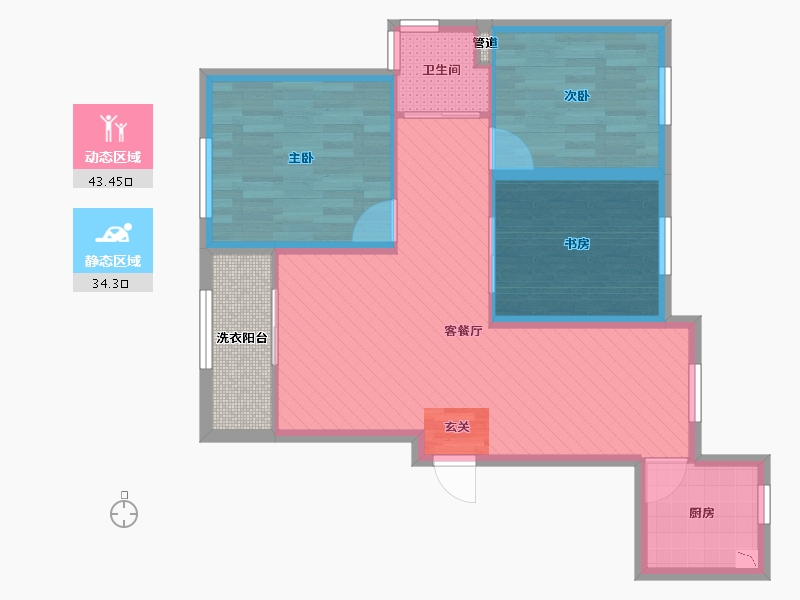 浙江省-宁波市-中央公馆-73.55-户型库-动静分区