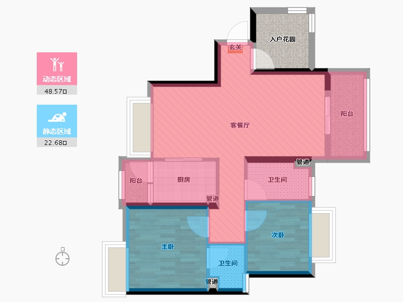 广东省-珠海市-珠海奥园广场-66.88-户型库-动静分区