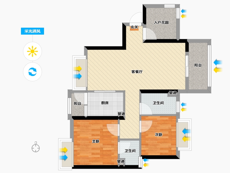 广东省-珠海市-珠海奥园广场-66.88-户型库-采光通风