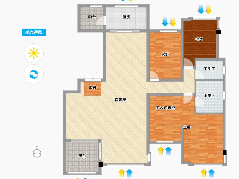 重庆-重庆市-昱湖壹号-162.66-户型库-采光通风