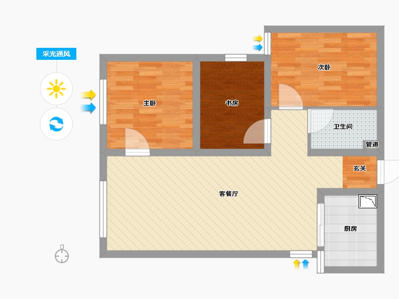 宁夏回族自治区-银川市-金凤新华联广场-64.01-户型库-采光通风