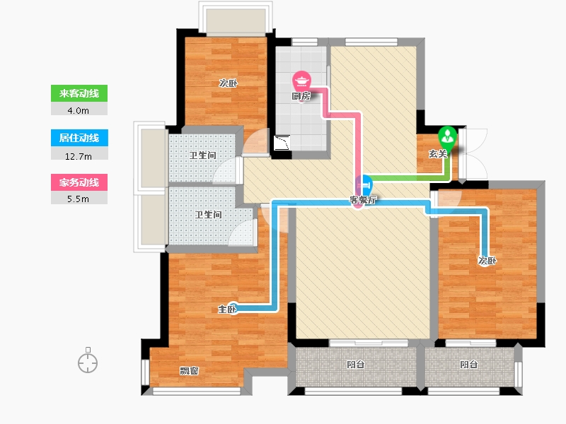 浙江省-嘉兴市-中房西郊庄园-95.80-户型库-动静线