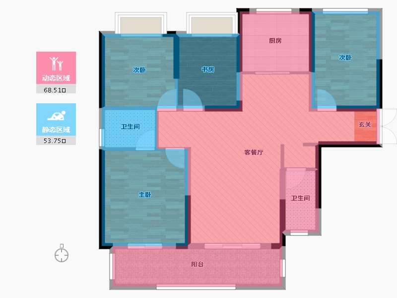 湖南省-株洲市-玫瑰园-107.49-户型库-动静分区