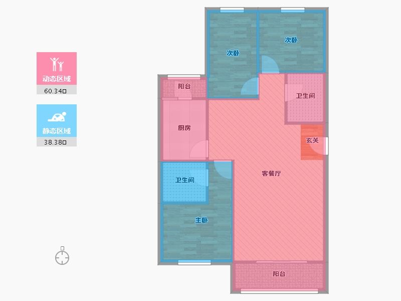 北京-北京市-龙锦苑-东一区-89.15-户型库-动静分区