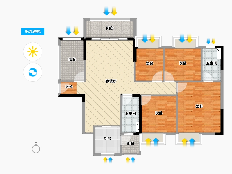 广东省-清远市-城市名轩-106.64-户型库-采光通风