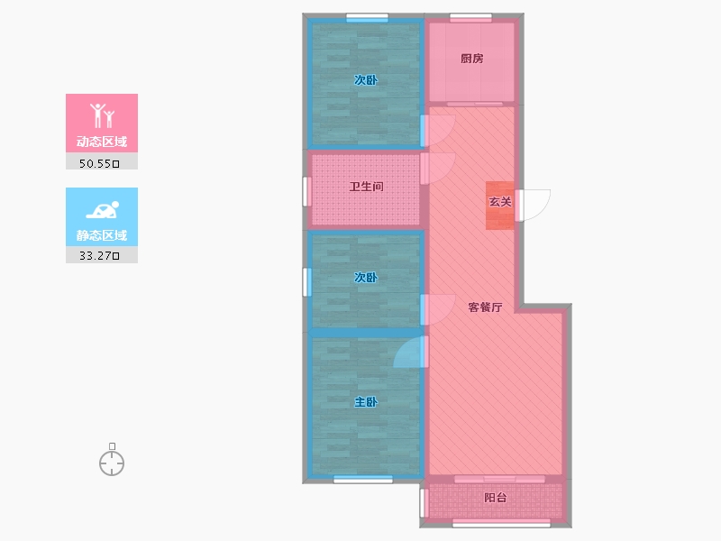 河北省-唐山市-南堡瑞景园-72.62-户型库-动静分区