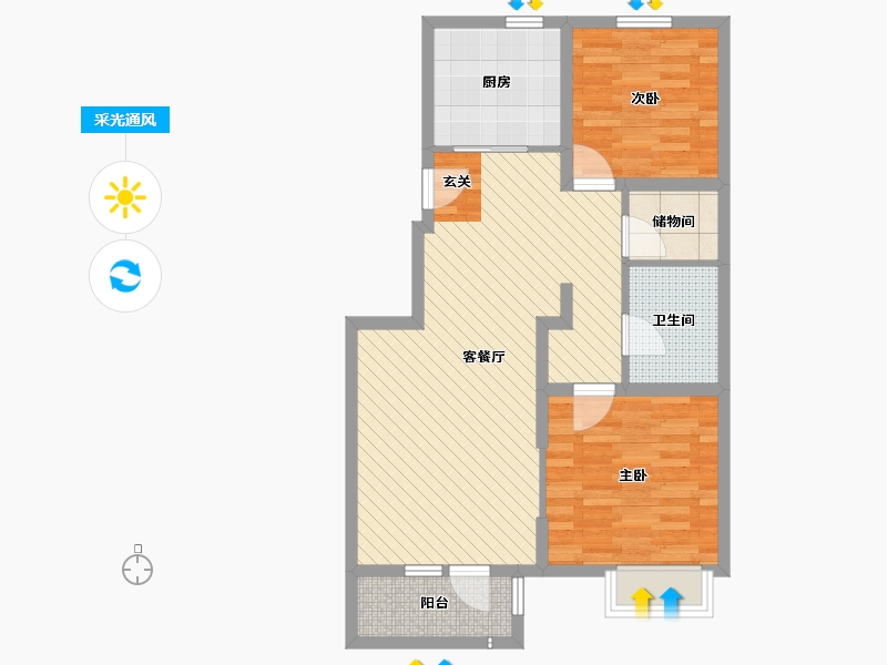 天津-天津市-天房天和园-74.74-户型库-采光通风