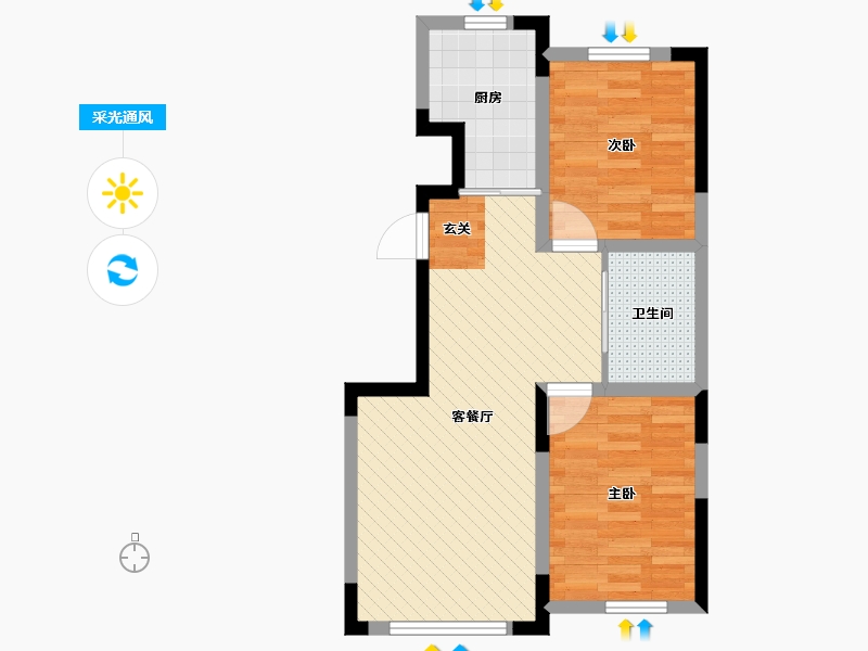 吉林省-长春市-万龙银河城-54.07-户型库-采光通风