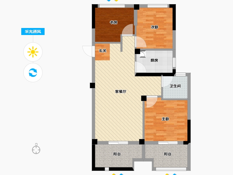 浙江省-宁波市-恒厚东城阳光-78.00-户型库-采光通风