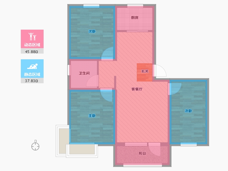 河北省-承德市-福溪帝苑-72.79-户型库-动静分区