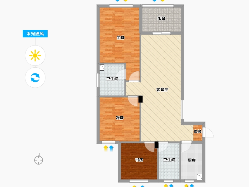 浙江省-杭州市-御景蓝湾第二期-99.24-户型库-采光通风