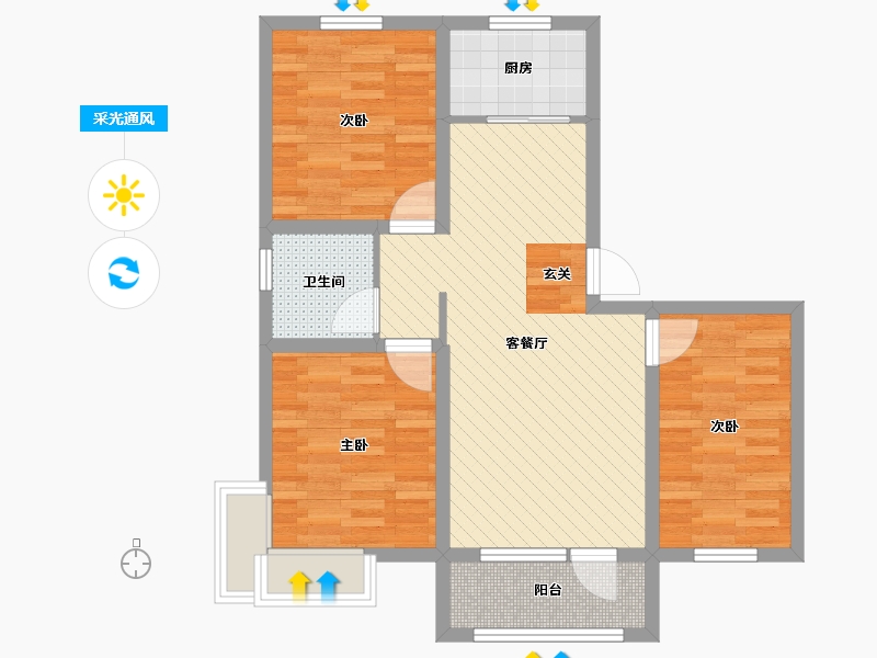 河北省-承德市-福溪帝苑-72.79-户型库-采光通风