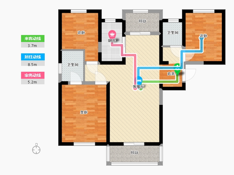 陕西省-西安市-曲江美好时光-87.27-户型库-动静线