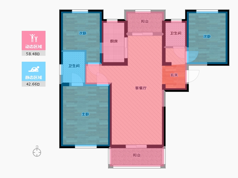 陕西省-西安市-曲江美好时光-87.27-户型库-动静分区