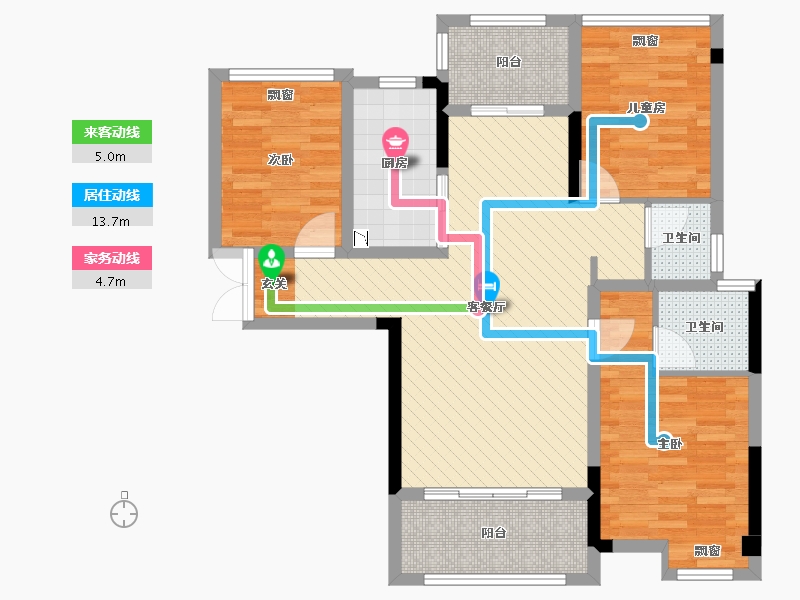 湖南省-长沙市-南园小区-87.79-户型库-动静线