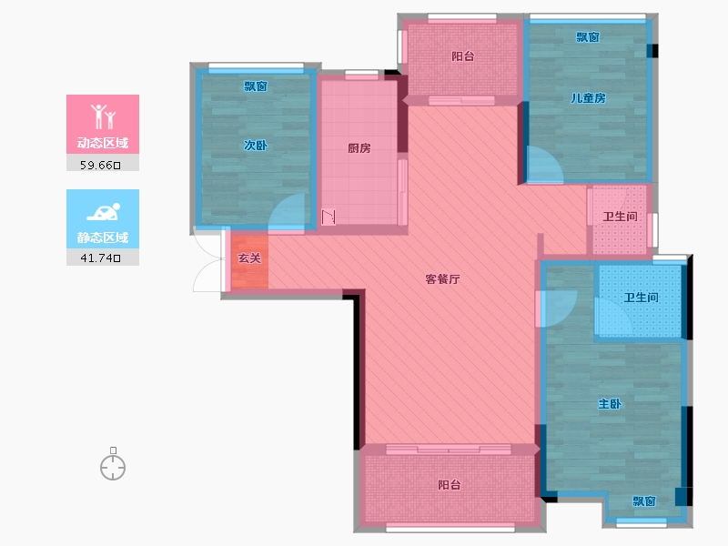 湖南省-长沙市-南园小区-87.79-户型库-动静分区