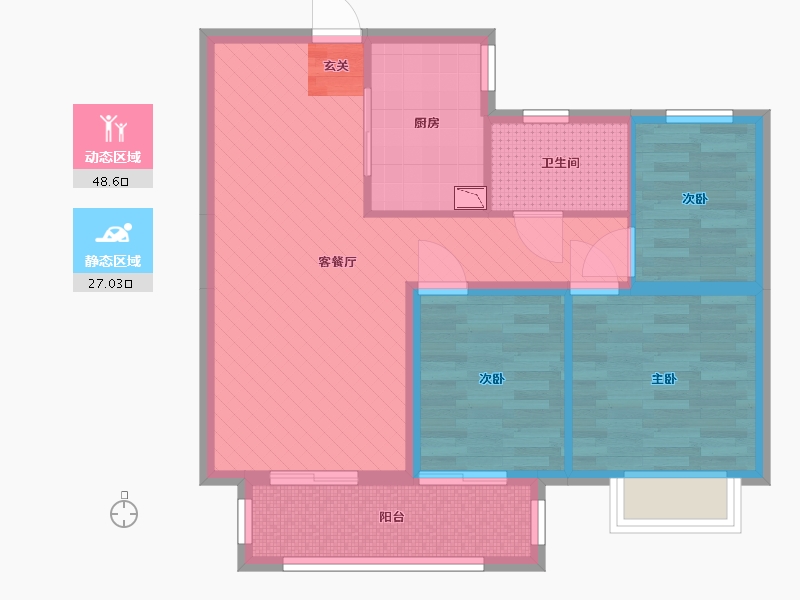 河北省-石家庄市-颐景花园-66.01-户型库-动静分区