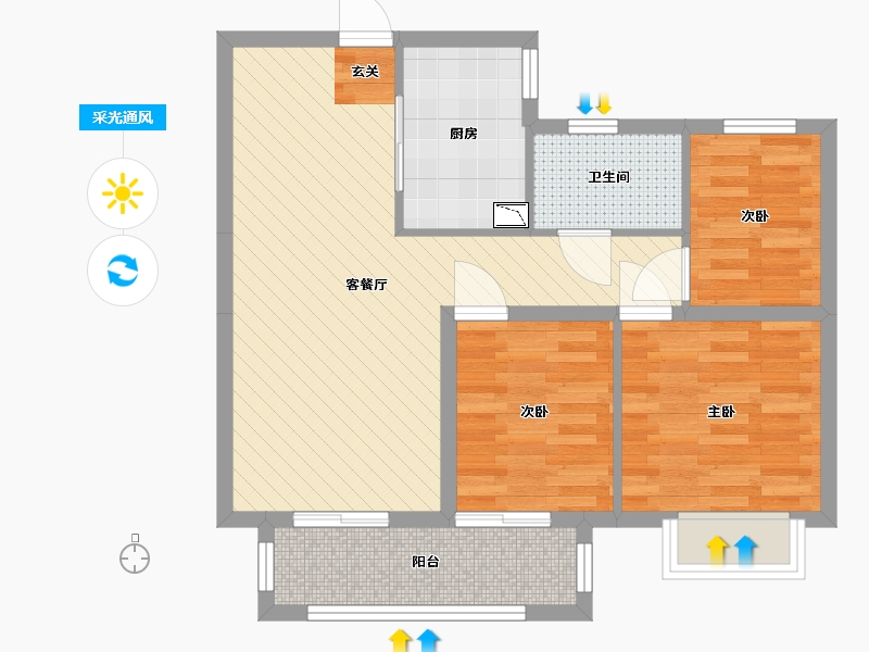 河北省-石家庄市-颐景花园-66.01-户型库-采光通风