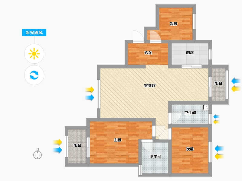 陕西省-西安市-紫薇东进-84.50-户型库-采光通风