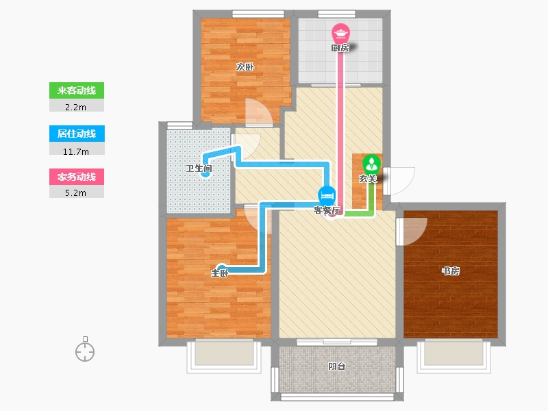 江苏省-苏州市-融创太湖御园-77.60-户型库-动静线