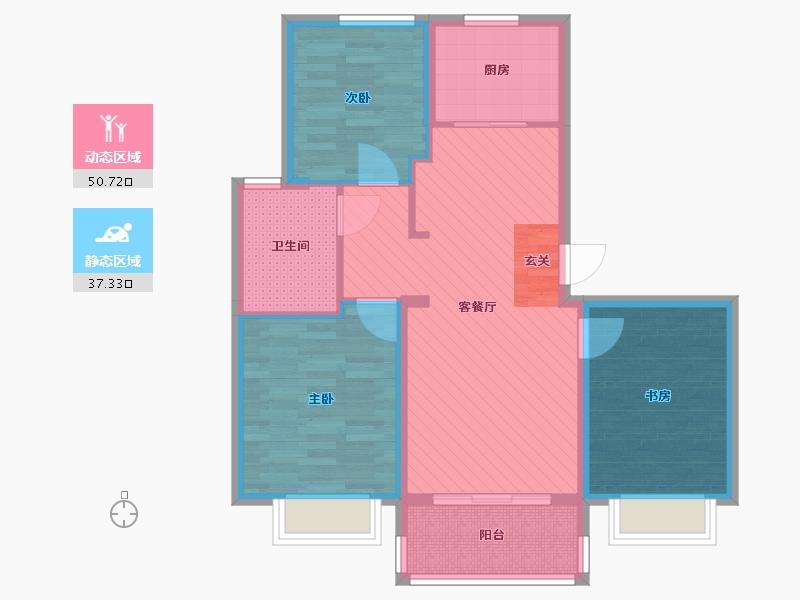 江苏省-苏州市-融创太湖御园-77.60-户型库-动静分区