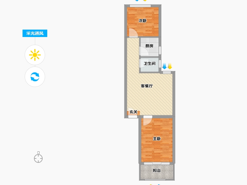 北京-北京市-开阳里三区-15号楼-52.80-户型库-采光通风