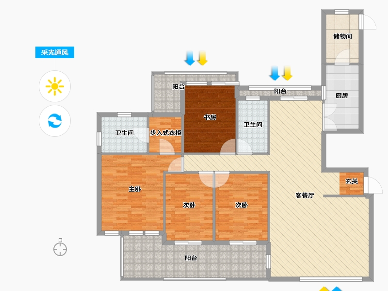 江苏省-苏州市-天域-144.20-户型库-采光通风