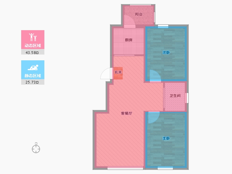 吉林省-四平市-上东一号小区二期-60.96-户型库-动静分区