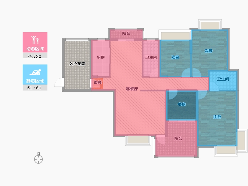 湖南省-长沙市-蓝山郡-133.67-户型库-动静分区