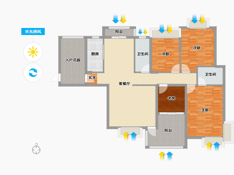 湖南省-长沙市-蓝山郡-133.67-户型库-采光通风