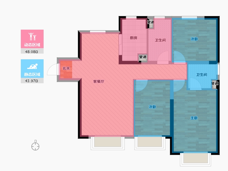 黑龙江省-哈尔滨市-哈尔滨万达城-82.15-户型库-动静分区