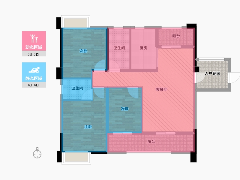 四川省-德阳市-中央公园-95.35-户型库-动静分区