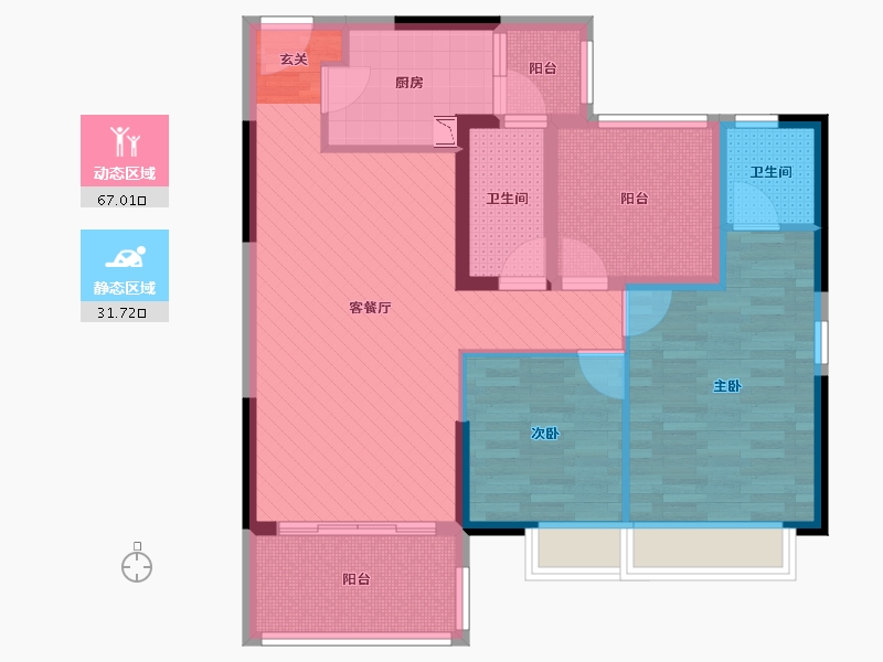 广东省-云浮市-南国丽城-86.26-户型库-动静分区