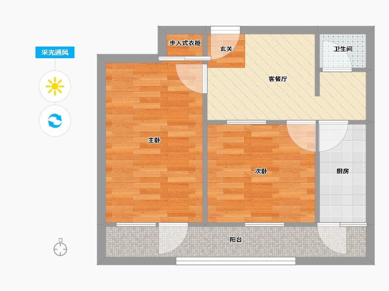 北京-北京市-芳园里-23号楼-45.40-户型库-采光通风