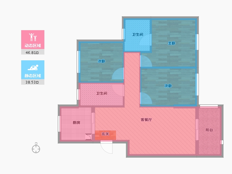 湖北省-武汉市-十里玫瑰-75.49-户型库-动静分区