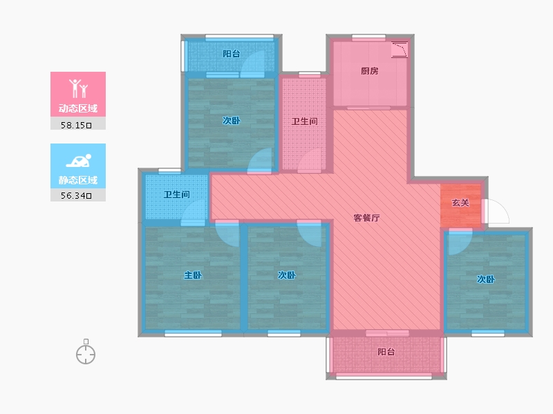 浙江省-湖州市-凤凰水岸-98.96-户型库-动静分区