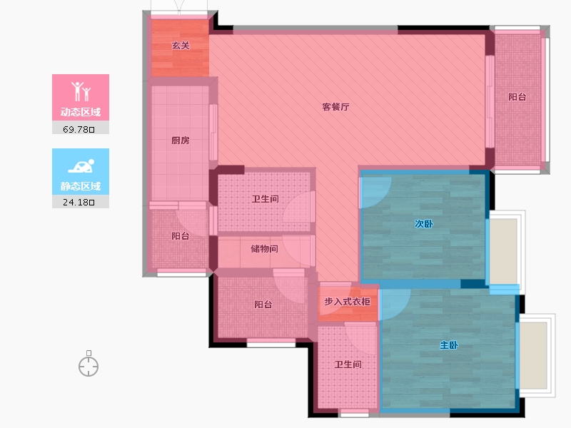 重庆-重庆市-春风与湖-81.04-户型库-动静分区